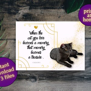 Beileidskarte gegen Katzenverlust Zum Herunterladen Beileid Geschenk Komfort für Katzenbesitzer
