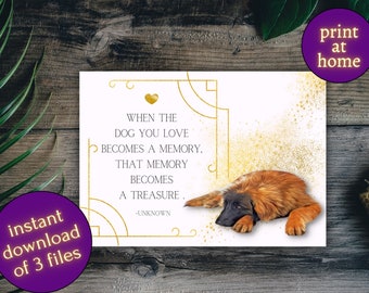 Dog Loss Sympathy Card, Pet Memorial Gift (Digital Download)