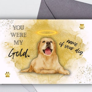 Carte de condoléances personnalisée pour chien, carte de condoléances imprimable Golden Retriever pour chien, carte numérique, cadeau personnalisé, carte de deuil, perte du labrador