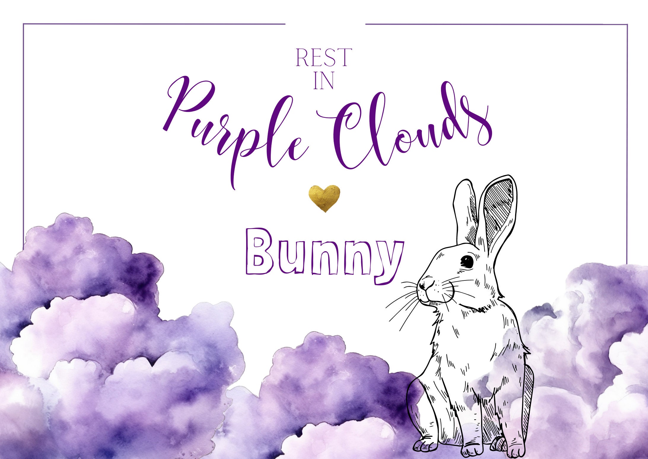 Rabbit Sympathy Card, Printable, Personalized Memorial for Pet Bunny ...