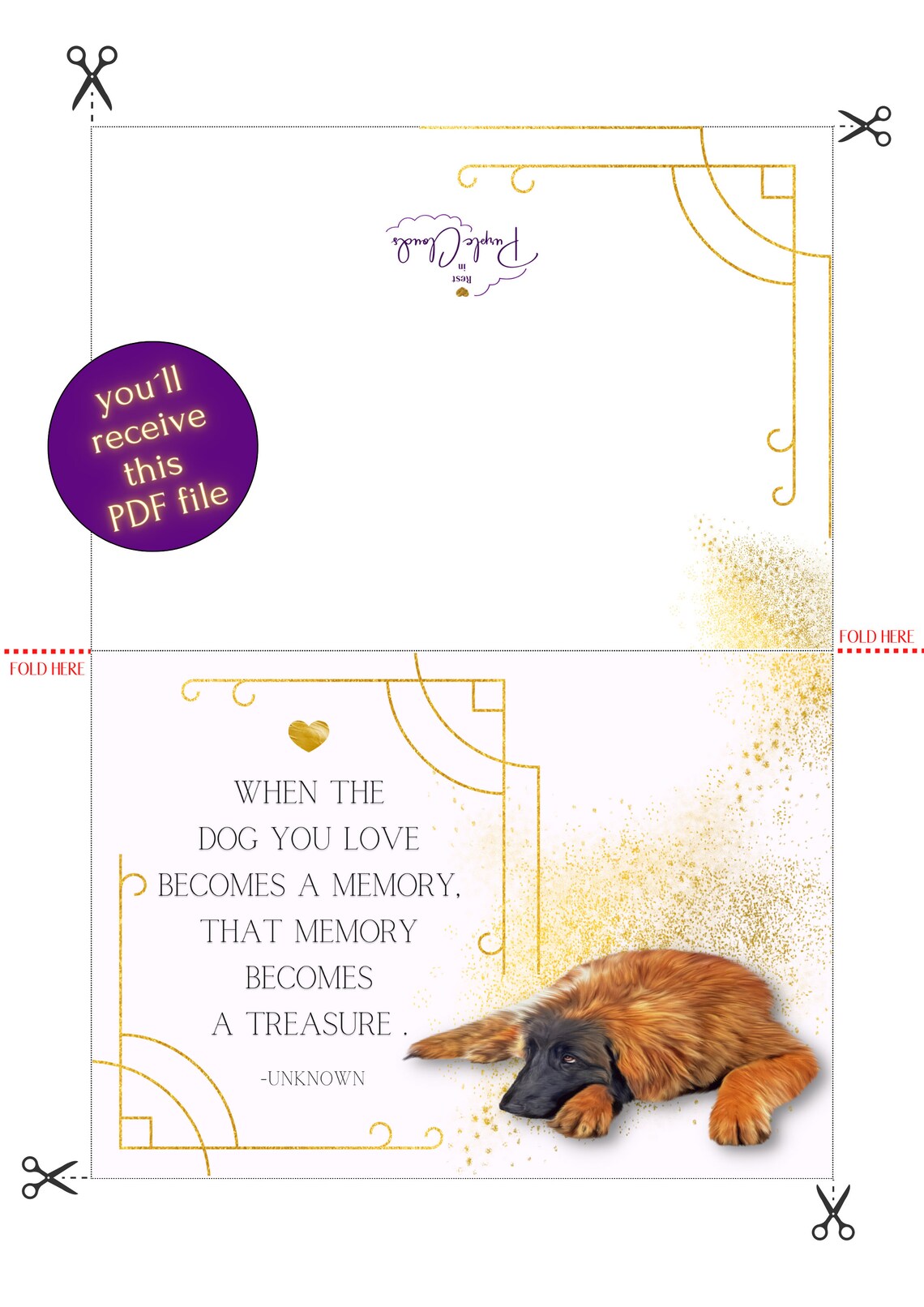 Printable Condolence Card, Dog Loss Sympathy Card, Loss of Dog, Instant Download, Sorry for Your ...
