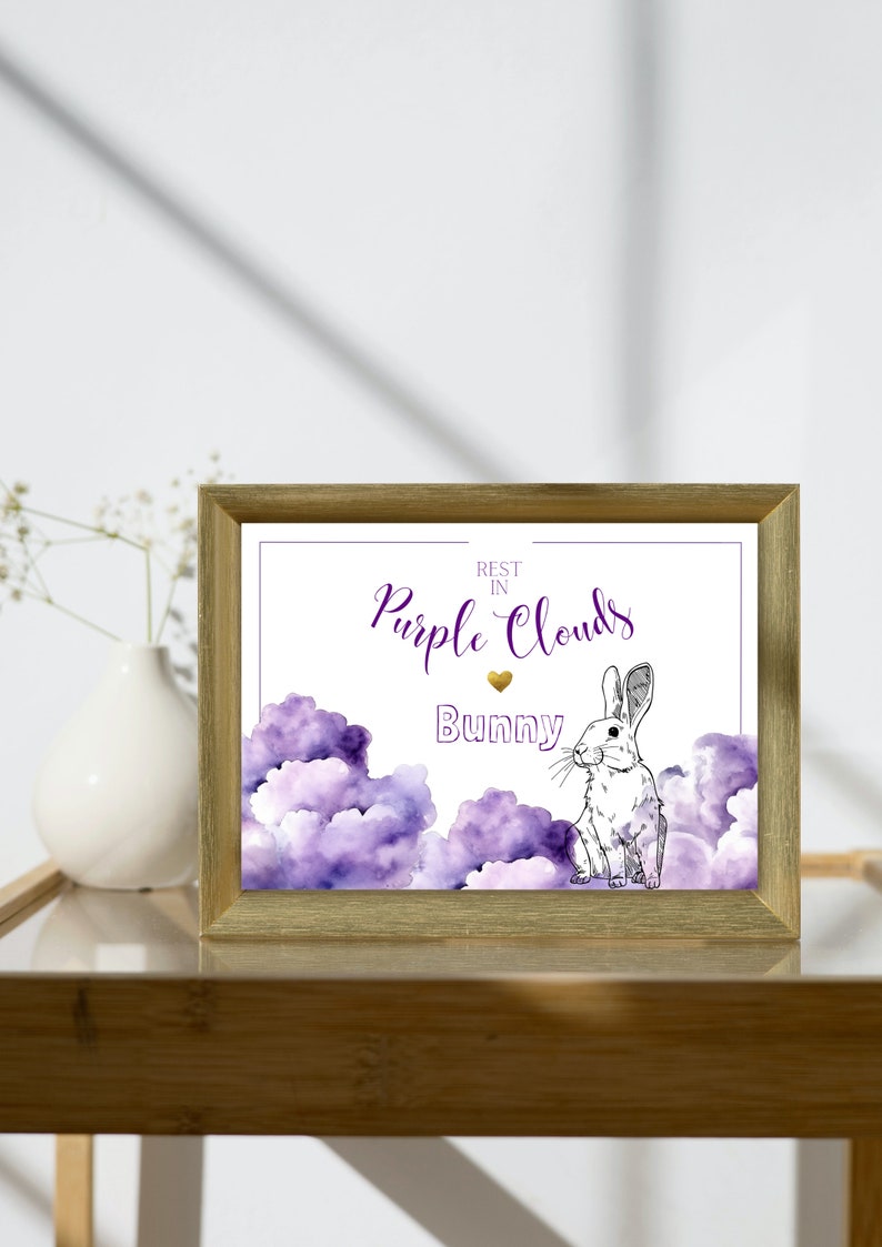 Rabbit Sympathy Card, Printable, Personalized Memorial for Pet Bunny ...