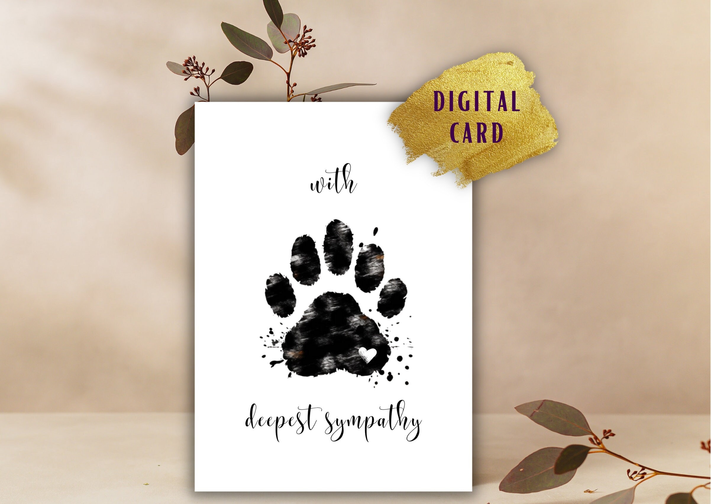 With Deepest Sympathy Pet Loss Card, Digital, Printable, Loss Sympathy ...
