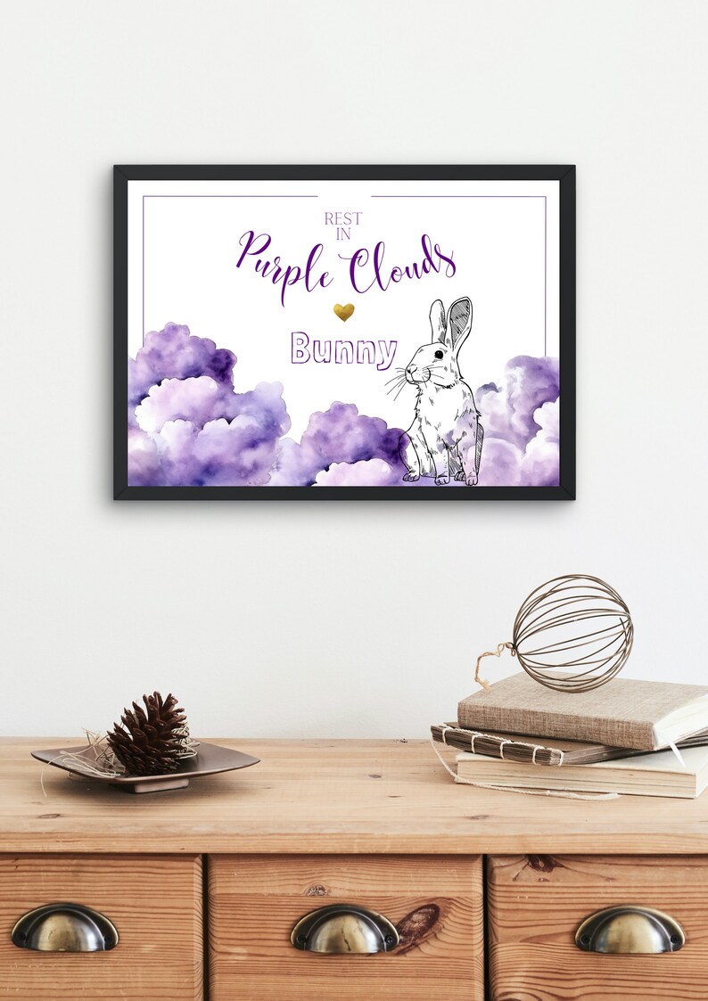 Rabbit Sympathy Card, Printable, Personalized Memorial for Pet Bunny ...
