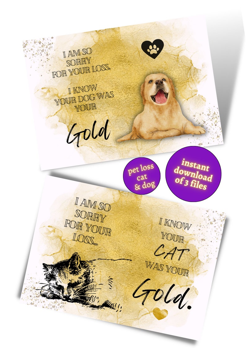 Printable Card Cat Loss Pet Memorial Card Loss of Pet Cat Etsy