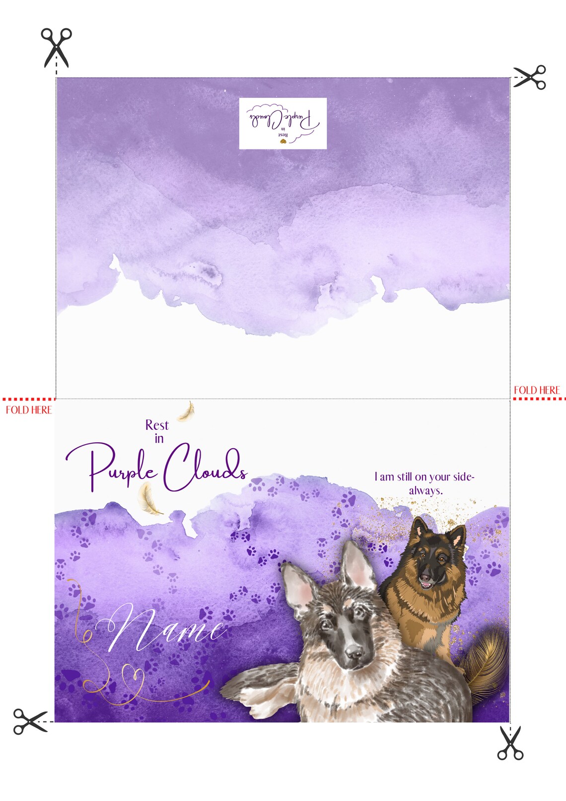 Printable DOG Sympathy Card, Loss of Dog Condolence Card, Digital ...