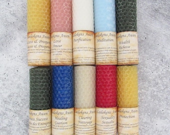 Bienenwachs Zauber Kerze von Lailokens Awen - Handgefertigte 10-cm-Rollkerze - Wählen Sie Ihren Stil!