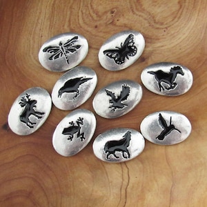 Pedra de bolso de estanho Animal Spirit - Escolha o estilo!