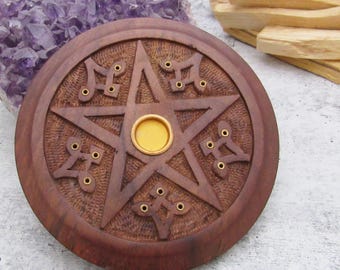 Wooden Pentagram Incense Burner