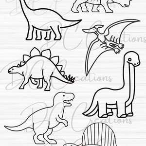 Dinosaur Bundle SVG. PNG. | 7 Dinosaur Clip Art | Cricut Machine | Cutting Machine | Dinosaurs | Printable Dinosaurs