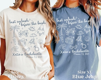 Last Splash Bachelorette Shirts, Custom Beach Bach Tshirt, Coastal Beach Bridesmaid Party, Fisherman Aesthetic Bridal Comfort Colors Tees V2