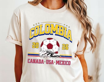 Colombia Soccer Shirt: Retro Graphic Colombia Tee, 2026 Game Day Tshirt Canada USA Mexico