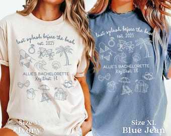 Last Splash Bachelorette Shirts, Custom Beach Bach Tshirt, Coastal Beach Bridesmaid Party, Fisherman Aesthetic Bridal Comfort Colors Tees V1