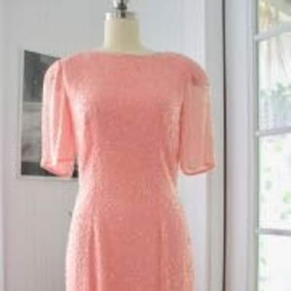 SALE! 20 Percent off/ NOW 45.00 ~ Lillie Rubin Pink Beaded Size 4 Cocktail Dress