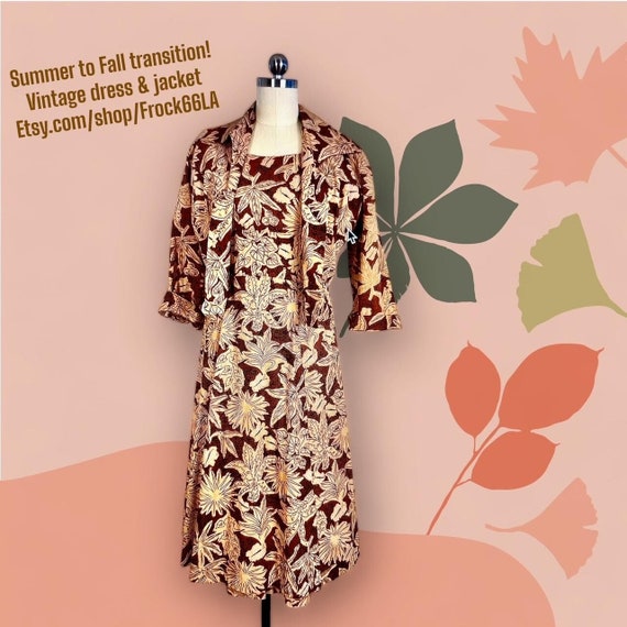 SALE 28.00 ~ Vintage Fall Dress & Bolero ~ Size 2 (est)~ Full Skirt and  Unique Fall Print! - Etsy