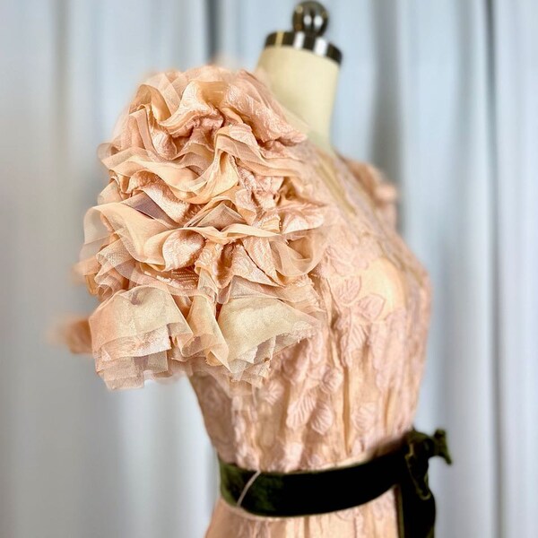 SALE!! NOW 157.00 Nicola Bathie for Antonio Melani ~ Sophie dress ~ retail 349.00 ~ Ballet Pink Wedding Tulle 4, Lush green velvet ribbon!