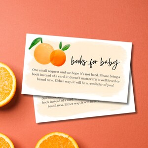 A Little Cutie Is On the Way boekverzoekkaart, boekinzet, oranje babyshower, instant download, citrus babyshower, thuis afdrukken