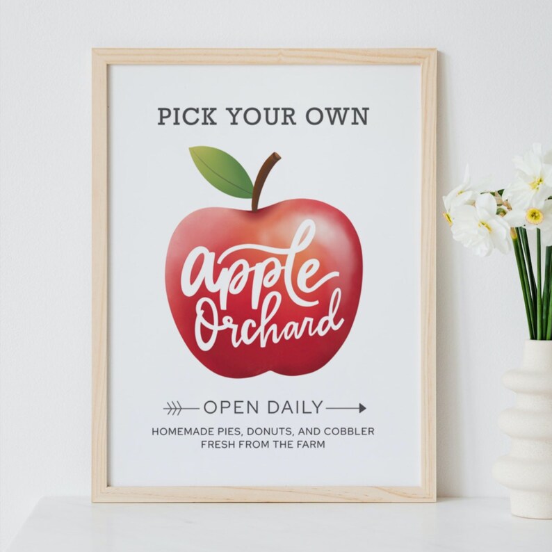 Apple Orchard Wall Art, Fall Printable Sign, Farm Fresh, Farmhouse Wall