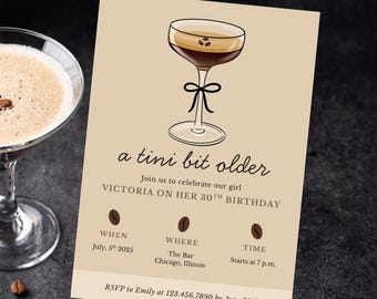 Espresso Martini Birthday Invitation: Girls Night Out, Editable Template (Digital Download)