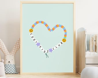 Cool Kids Club Print, Friendship Bracelet Heart, Playroom Decor (Digital Download)
