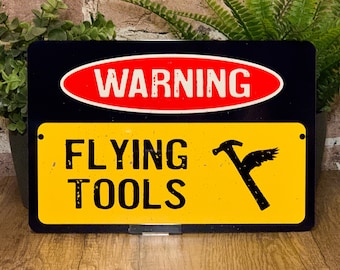 Plaque Métal WARNING GRUMPY OLD MECHANIC WORKS HERE - Panneau Garage Atelier Vintage C-8 UK