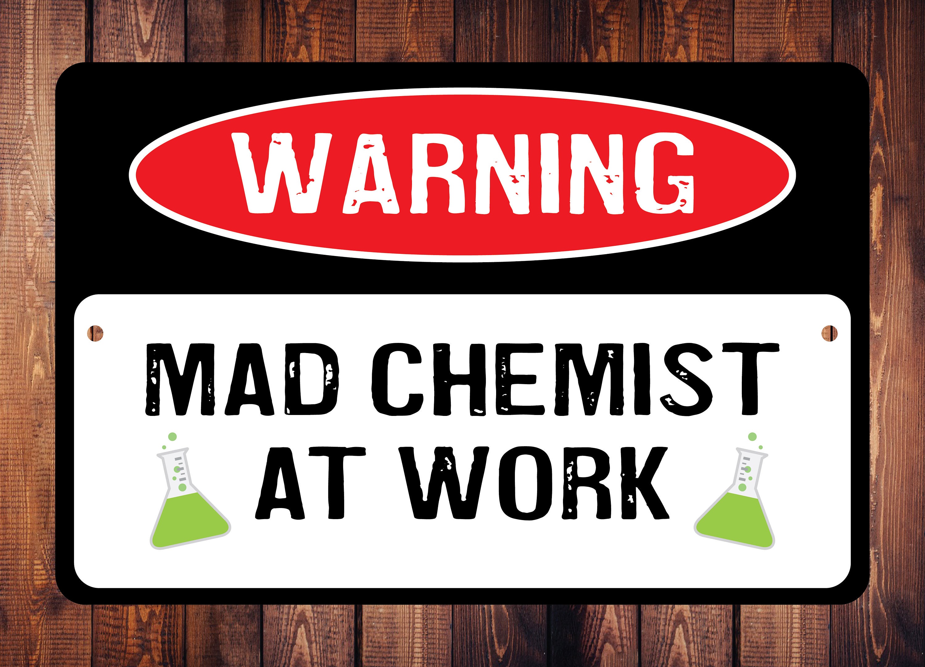 Targa In Metallo Wisesign 'Mad Scientist At Work' – 20x30 Cm, Effetto Vintage Arrugginito, Per Laboratorio O Arredamento Nerd