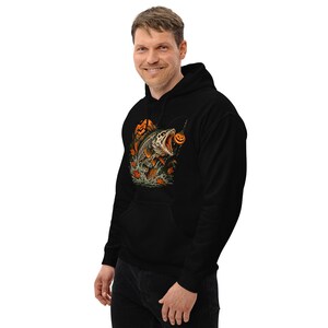 Halloween Fishing Hoodie | Skeleton Bass Hoodie | Spooky Fisherman Gift | Haunted Lure Bass Fishing Hoodie