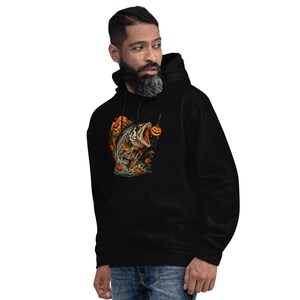 Halloween Fishing Hoodie | Skeleton Bass Hoodie | Spooky Fisherman Gift | Haunted Lure Bass Fishing Hoodie