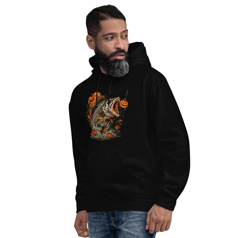 Halloween Fishing Hoodie | Skeleton Bass Hoodie | Spooky Fisherman Gift | Haunted Lure Bass Fishing Hoodie
