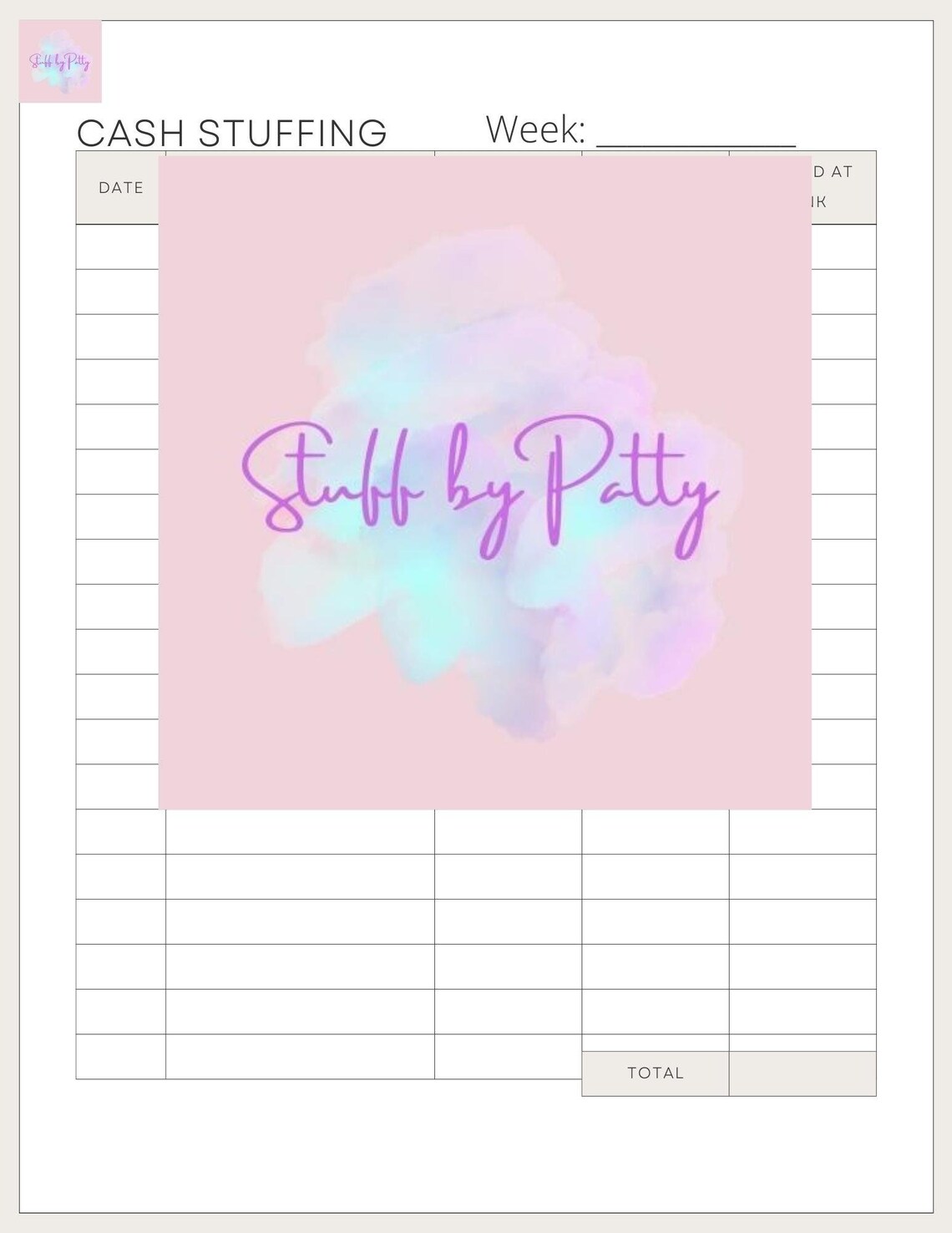 Printable Cash Stuffing Template Different Sizes Available Etsy