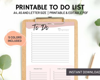 Printable Minimalist Daily To-Do List Planner