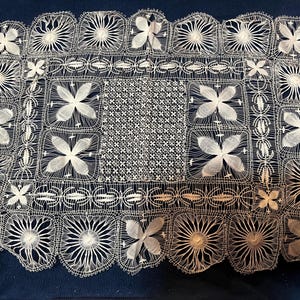 Vintage Lace Nanduti Needle Weave Rectangular Mat Spider Web Design