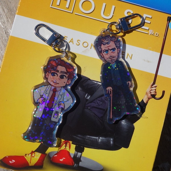 3 inch House MD Greg House James Wilson Holographic Acrylic Charm Keychains