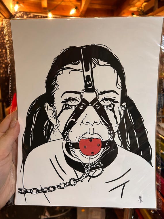 Dark Sexy Adult Art Print || BDSM Bondage Ballgag || Novelty || Fantasy || Art Print