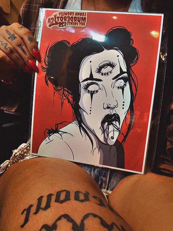 dark art print clown woman spider gothic