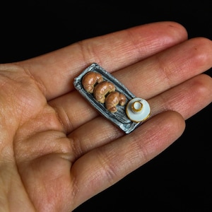 Miniature pastry croissant tray with tiny cup - fairy tea time - tea ceremony - Earl Gray - British tea - doll house tea cup - fairy garden