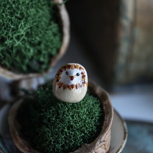 Tiny Owl Figurine - Animal Totem - Forest Barn Owl Small Talisman - Pocket animal - Walnut shell gift box included!!!
