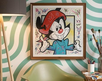 Originalgemälde von Wakko Warner, Animaniacs-Fanart, 12x12 Pop-Art-Leinwand