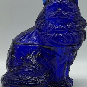 Vintage Mosser Cobalt Blue Glass Persian Cat Cookie Jar - Etsy