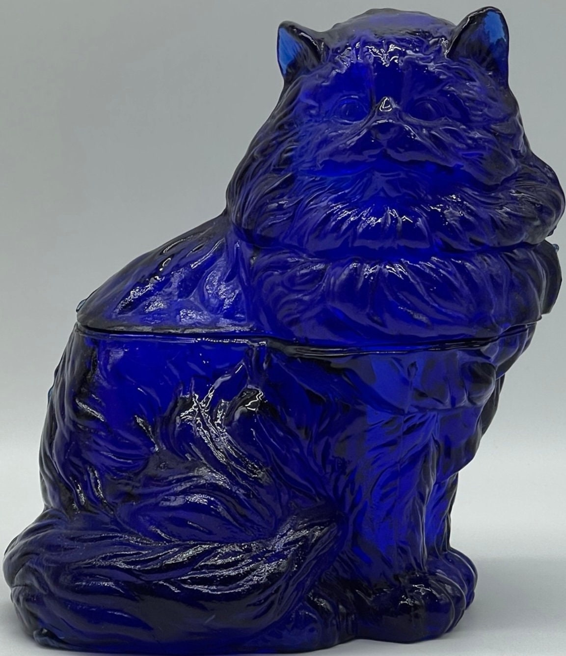 Vintage Mosser Cobalt Blue Glass Persian Cat Cookie Jar - Etsy