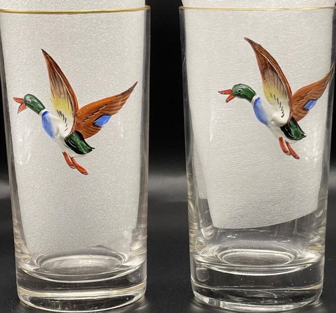Vintage 3D Mallard Duck Drinking Glasses Game Birds Waterfowl Etsy