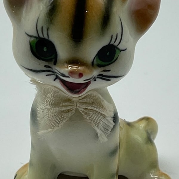 Vintage Enesco Japan Tiger Striped Cat Kitten Single Salt Pepper Shaker Figurine Anthropomorphic