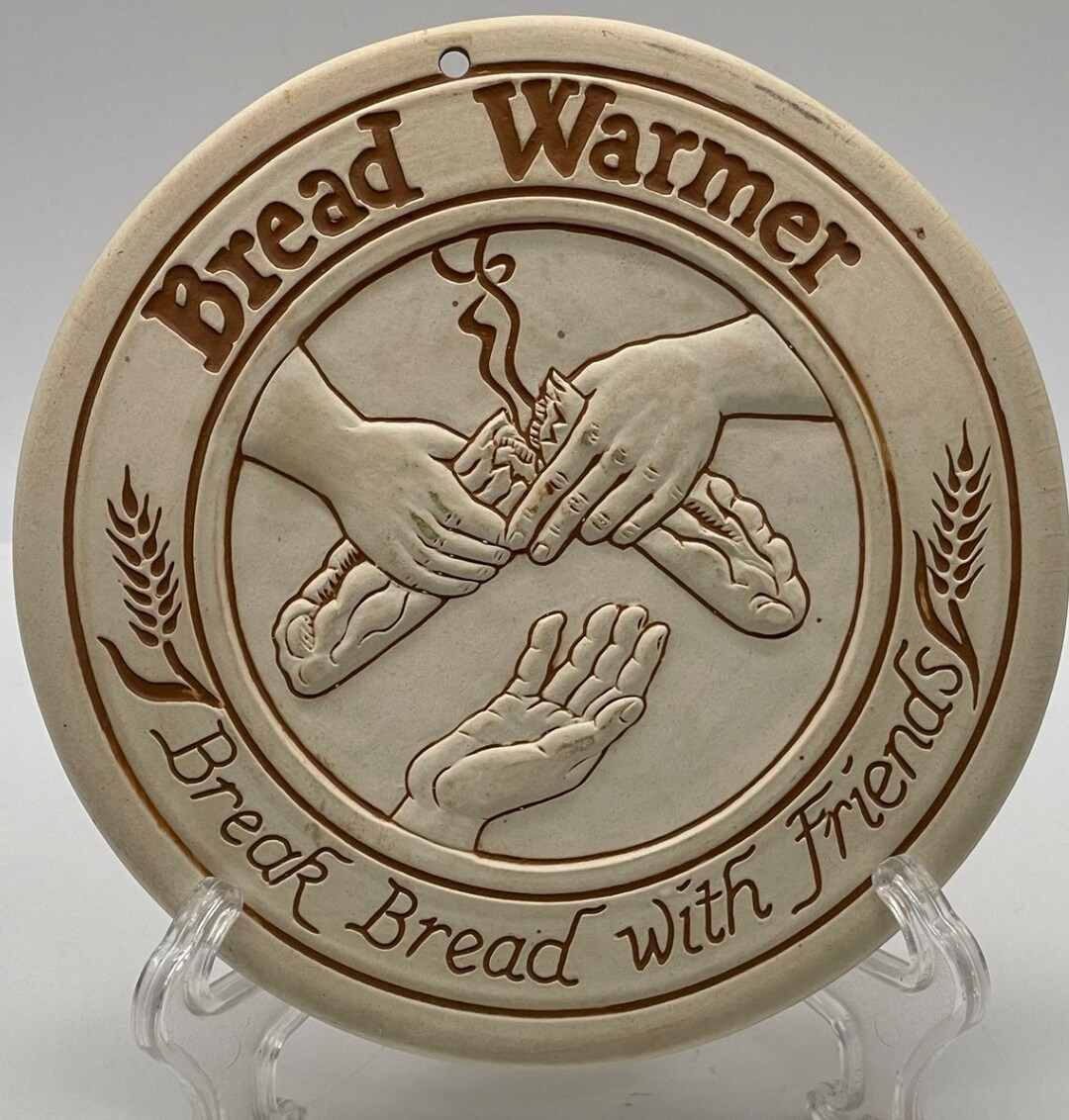 Vintage Bread Warmer Stone Break Bread With Friends Trivet Etsy