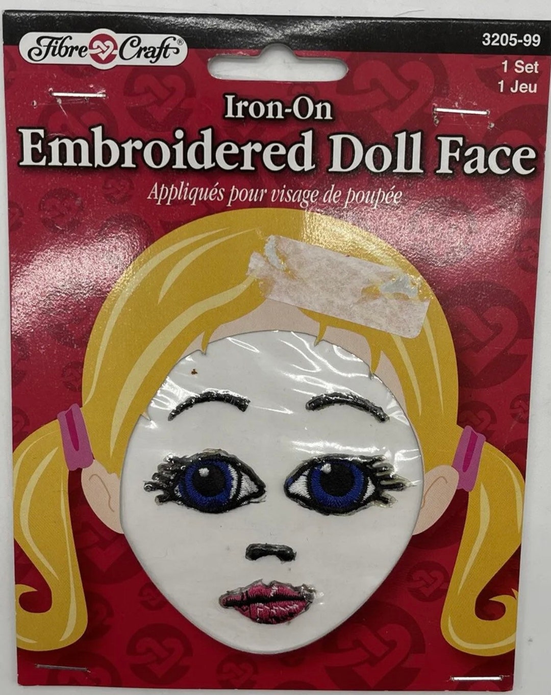 Vintage Fibrecraft Iron on Doll Face New in Package Embroidery Kitschy