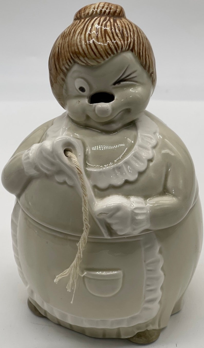 Vintage Fitz and Floyd Granny Grandma String Holder Jar image 1