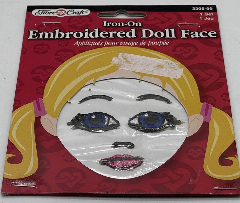 Vintage Fibrecraft Iron on Doll Face New in Package Embroidery Kitschy