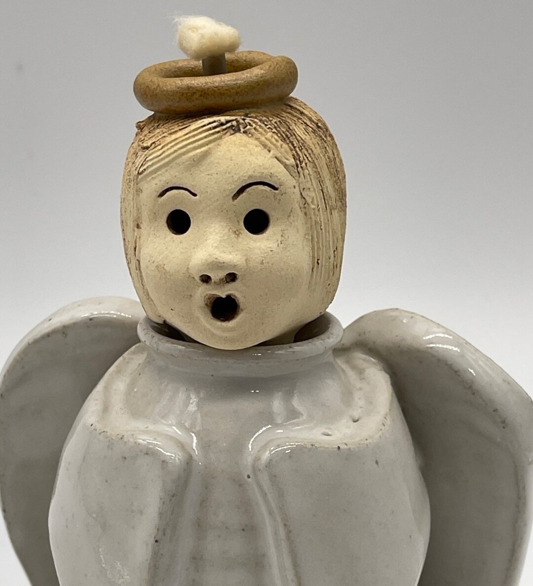 Vintage Handmade Pottery Angel Oil Lamp Figurine Rita Ward Etsy
