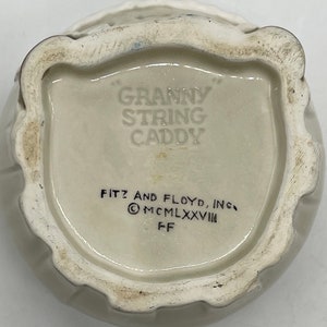 Vintage Fitz and Floyd Granny Grandma String Holder Jar image 8