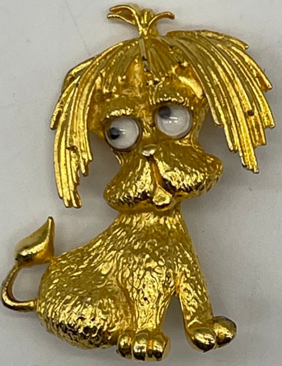 Vintage Park Lane Gold Tone Googly Eyed Dog Flopp… - image 1
