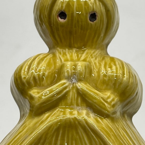 Vintage Yellow Corn Husk Girl Spoon Rest Soap Dish Creepy Doll Kitschy.